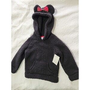 Disney Sherpa Sweater For Toddler Girl's Size 2T Black Warm Minnie Mouse